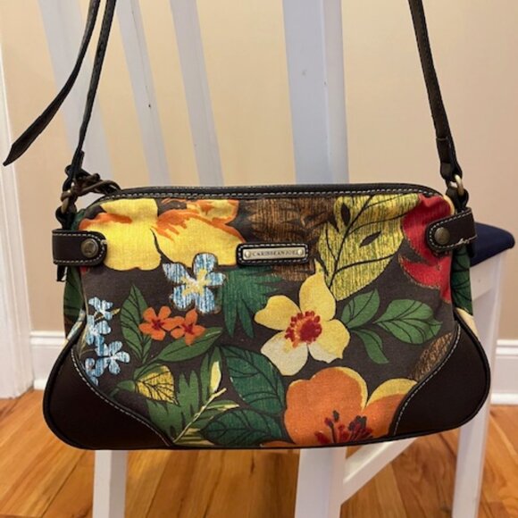 CARIBBEAN JOE | Floral Bag Adjustable Shoulder Strap Tropical Hawaiian - Picture 7 of 15